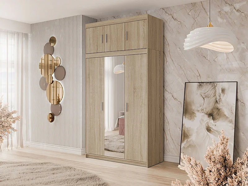 Armoire Novduni 105, Sonoma chêne, 246x133x53cm, Portes d'armoire: Avec des charnières