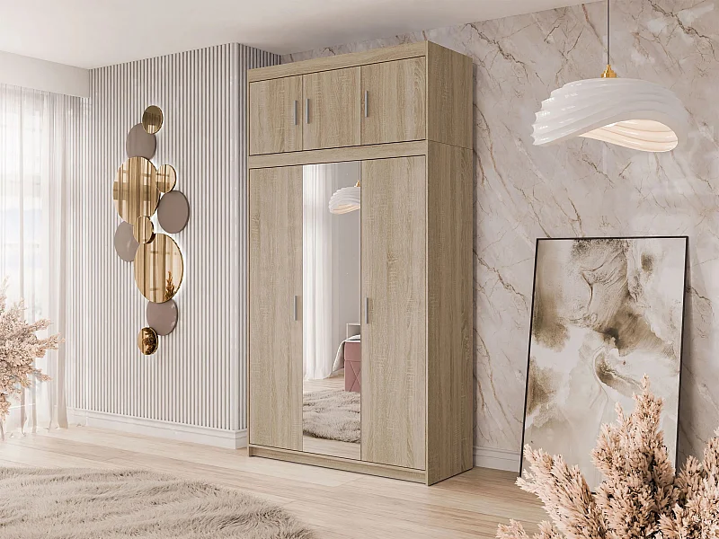 Armoire Novduni 105, Sonoma chêne, 246x133x53cm, Portes d'armoire: Avec des charnières