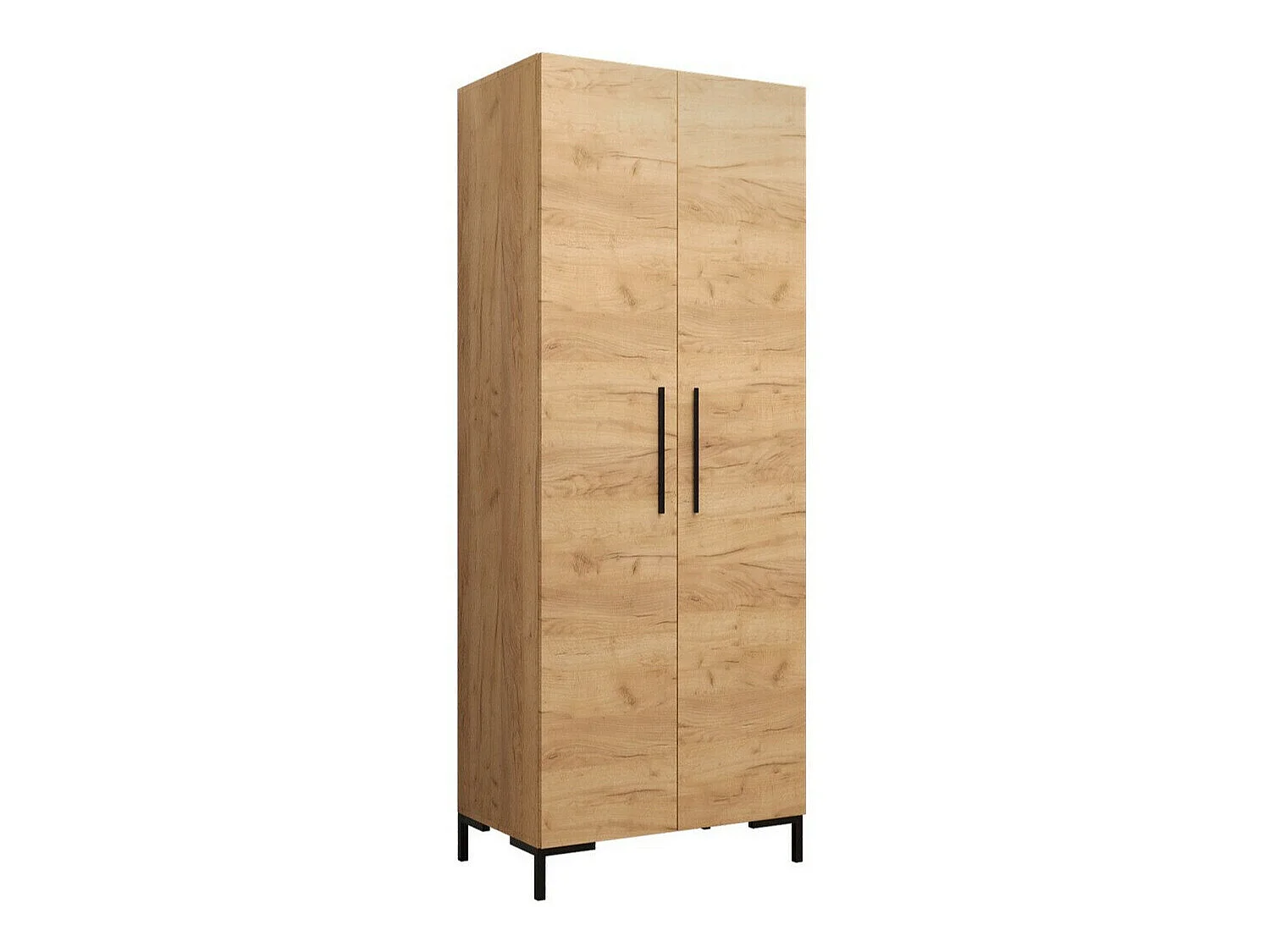 Armoire Tivsoa 109, Noir|Craft chêne, 196x74x44cm, Portes d'armoire: Avec des charnières