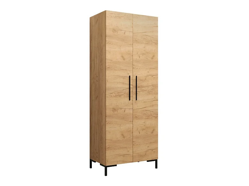 Armario Tivsoa 109, Craft roble|Negro, 196x74x44cm, Puertas de armario: Con bisagras