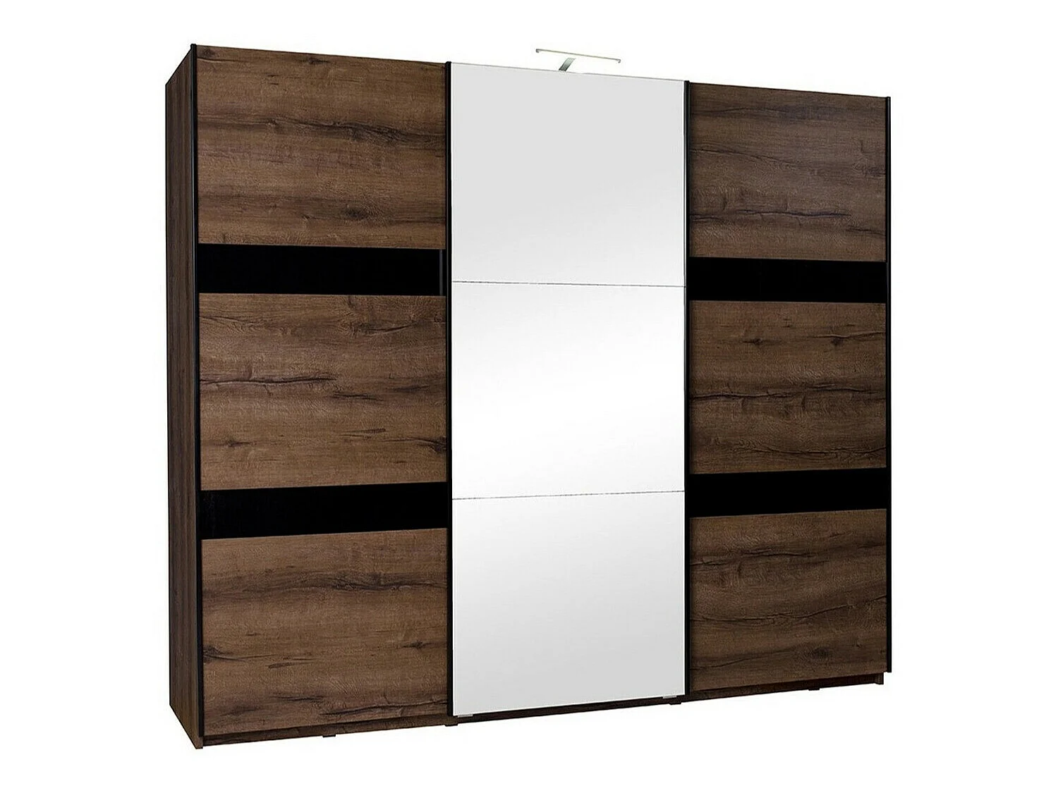 Armoire Fivelbo 110, Noir brillant|Chêne du Monastery, 215x250x69cm, Nombre d'étagères: 9