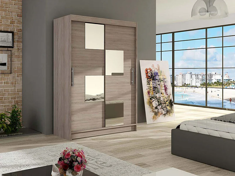 Armoire Closico 105, Truffe chêne, 200x120x58cm, Portes d'armoire: Coulissantes