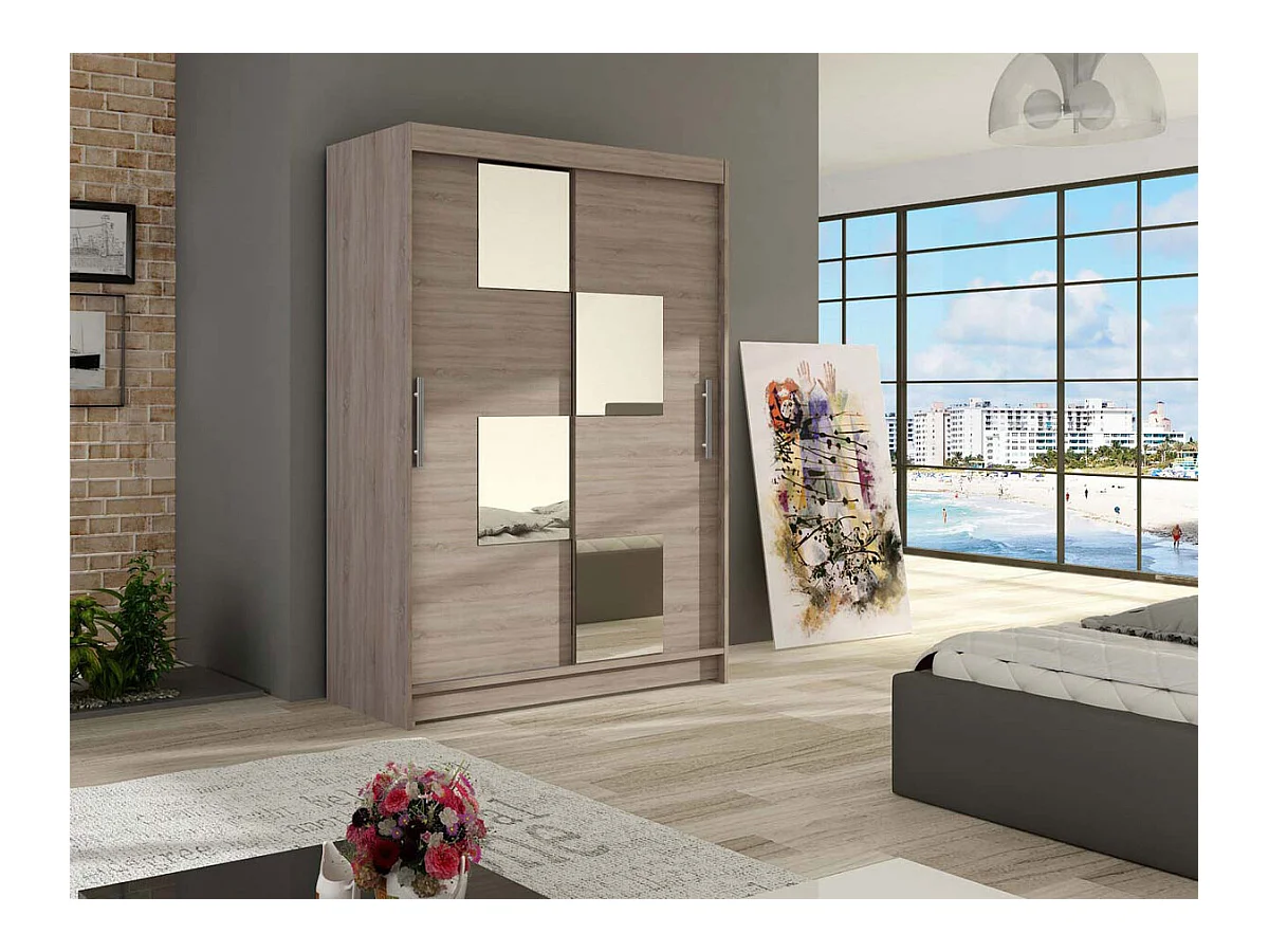 Armario Closico 105, Trufa roble, 200x120x58cm, Puertas de armario: Correderas