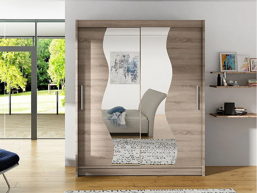 Armoire Closico 134, Truffe chêne, 200x150x58cm, Portes d'armoire: Coulissantes