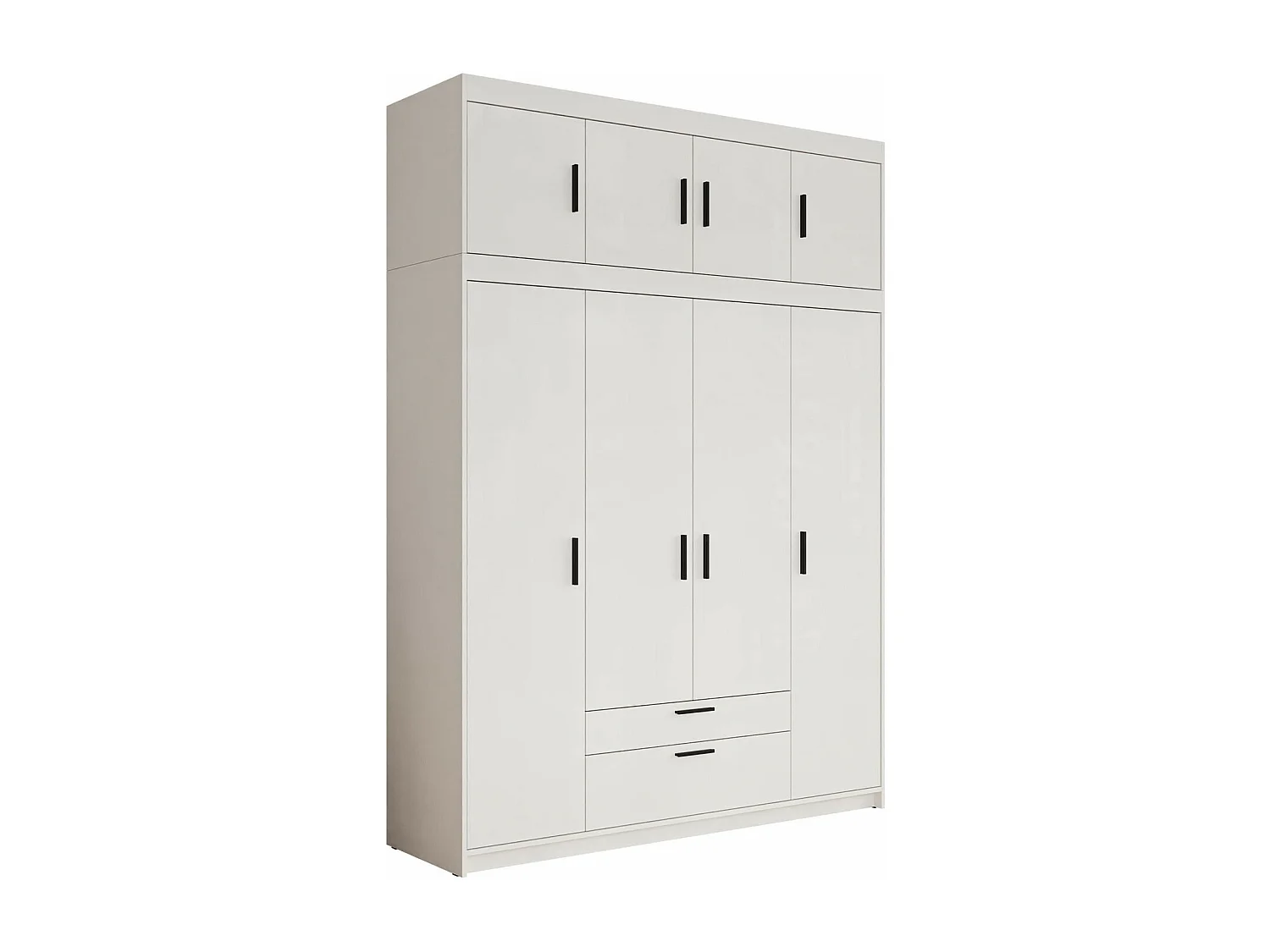 Armoire Novduni 106, Blanc, 246x176x53cm, Portes d'armoire: Avec des charnières