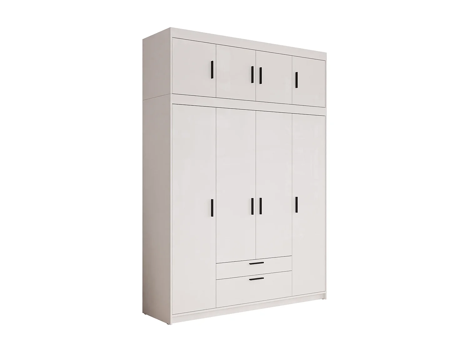 Armoire Novduni 106, Blanc, 246x177x53cm, Portes d'armoire: Avec des charnières