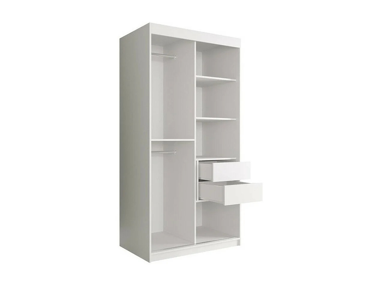 Armario Hartford 258, Mármol blanco|Mate blanco, 200x100x62cm, Número de estantes: 4