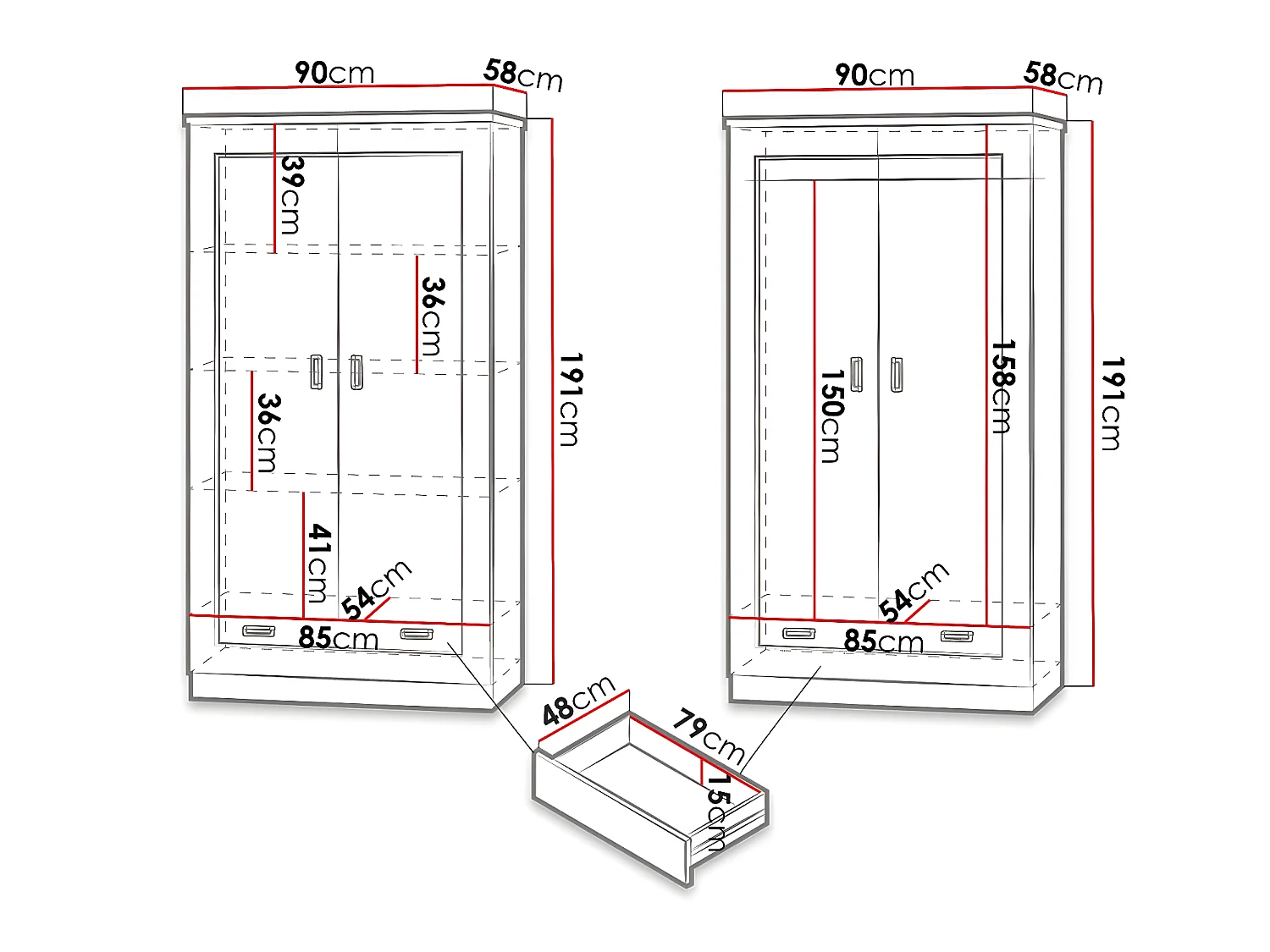 Armario Lircava 106, Roble de lefkada, 191x90x58cm, Puertas de armario: Con bisagras