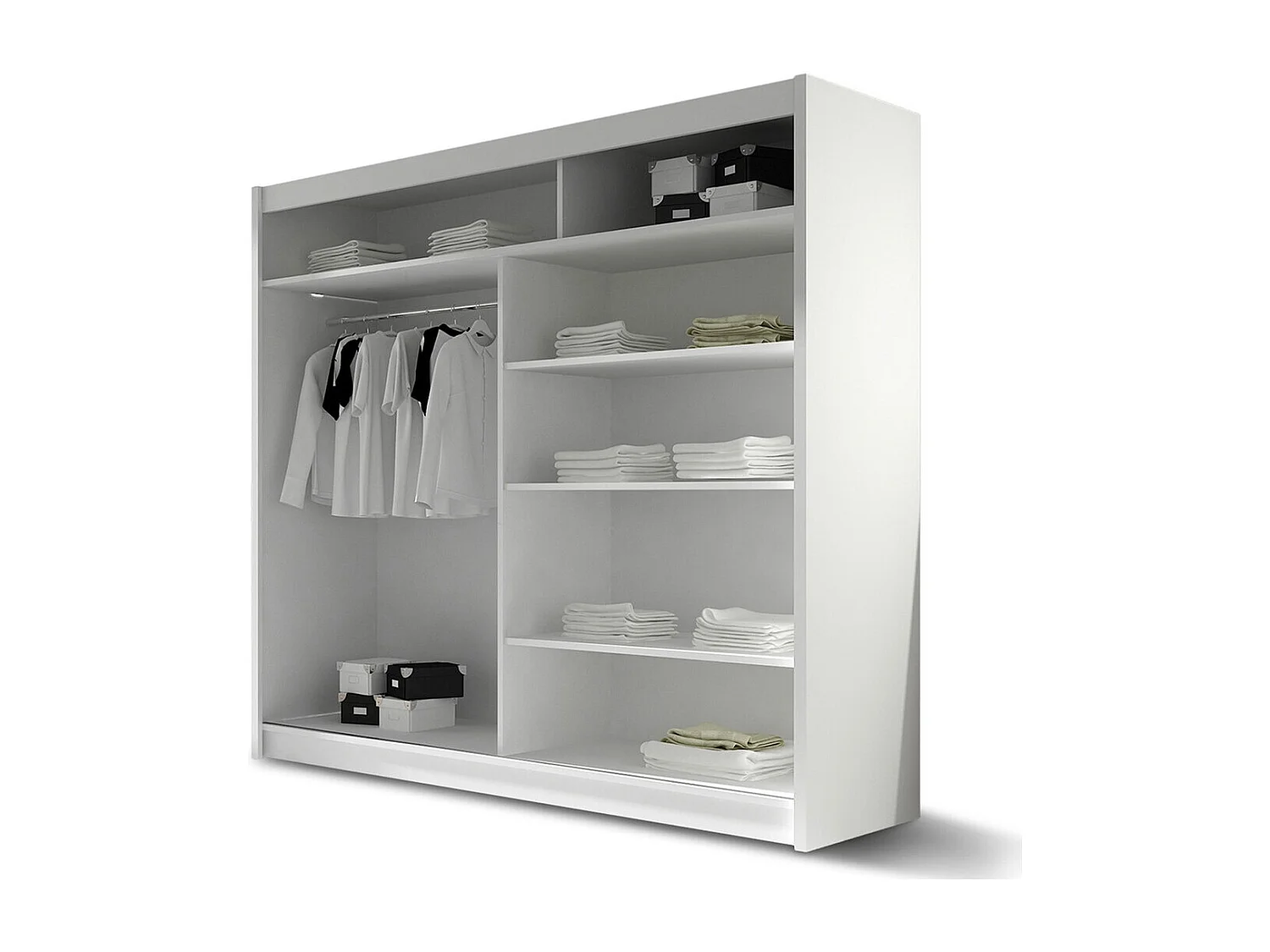 Armoire Closico 102, Noir, 215x180x58cm, Portes d'armoire: Coulissantes