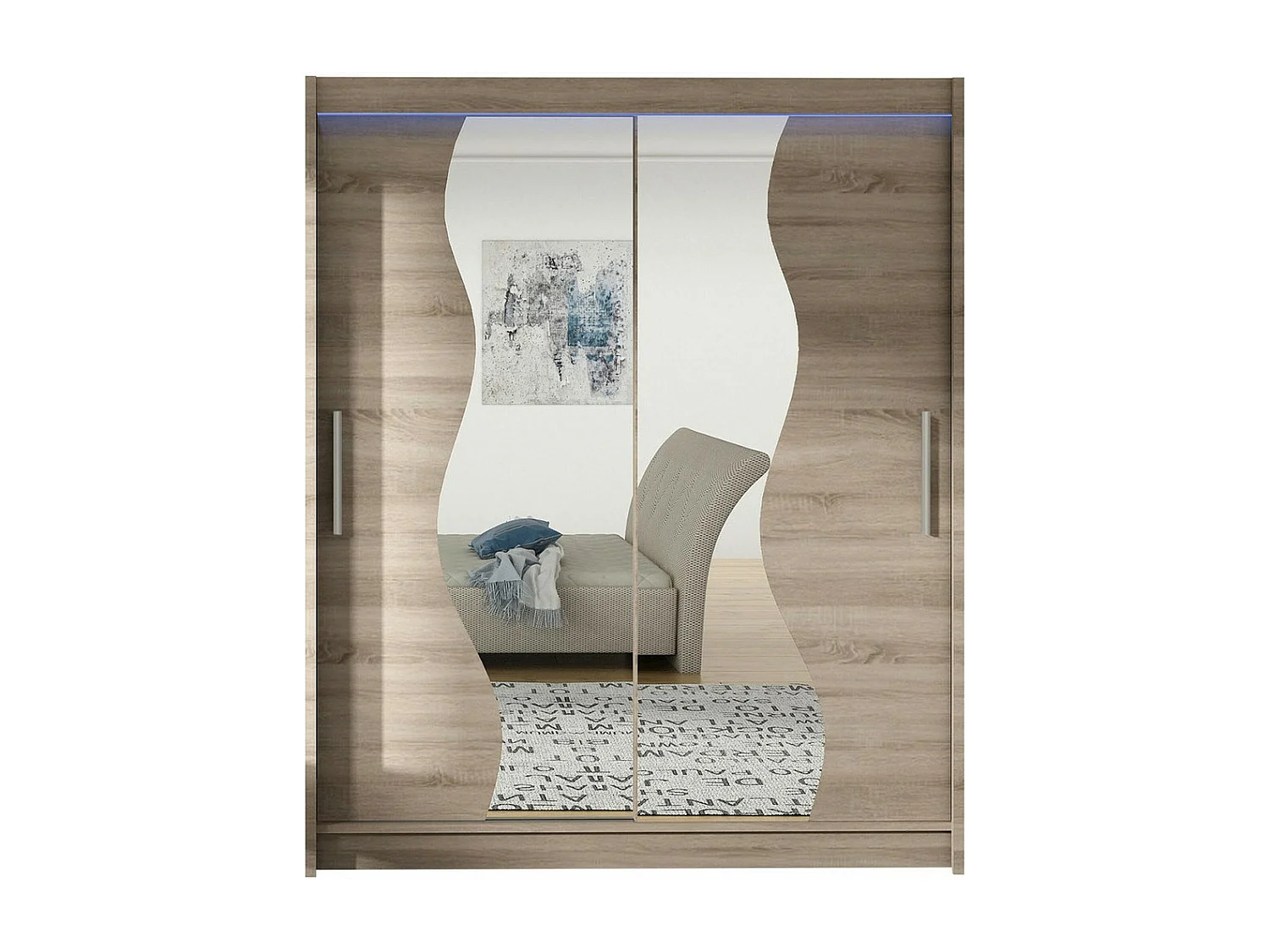 Armoire Closico 134, Truffe chêne, 200x150x58cm, Portes d'armoire: Coulissantes