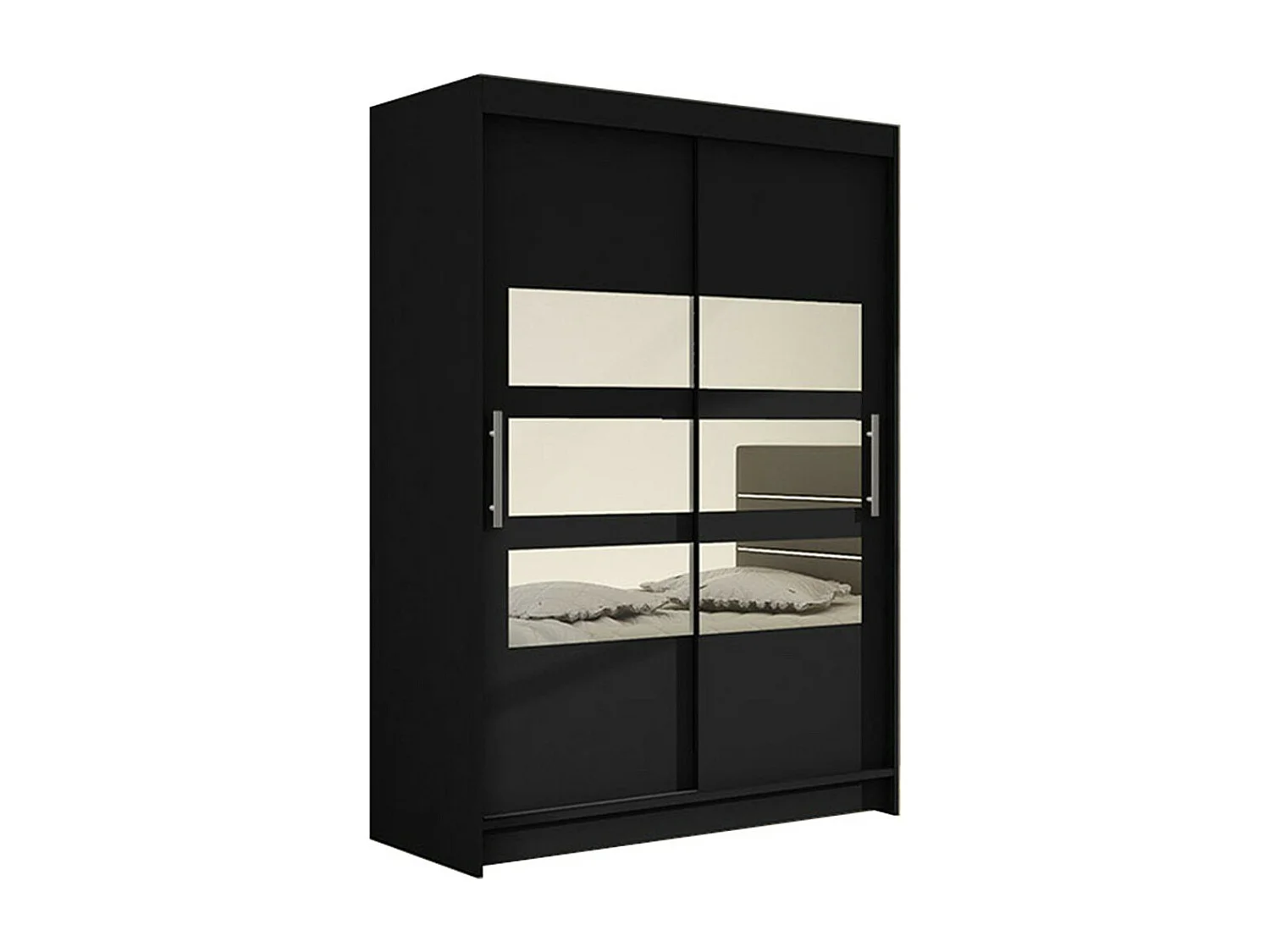 Armario Closico 109, Negro, 200x120x58cm, Puertas de armario: Correderas
