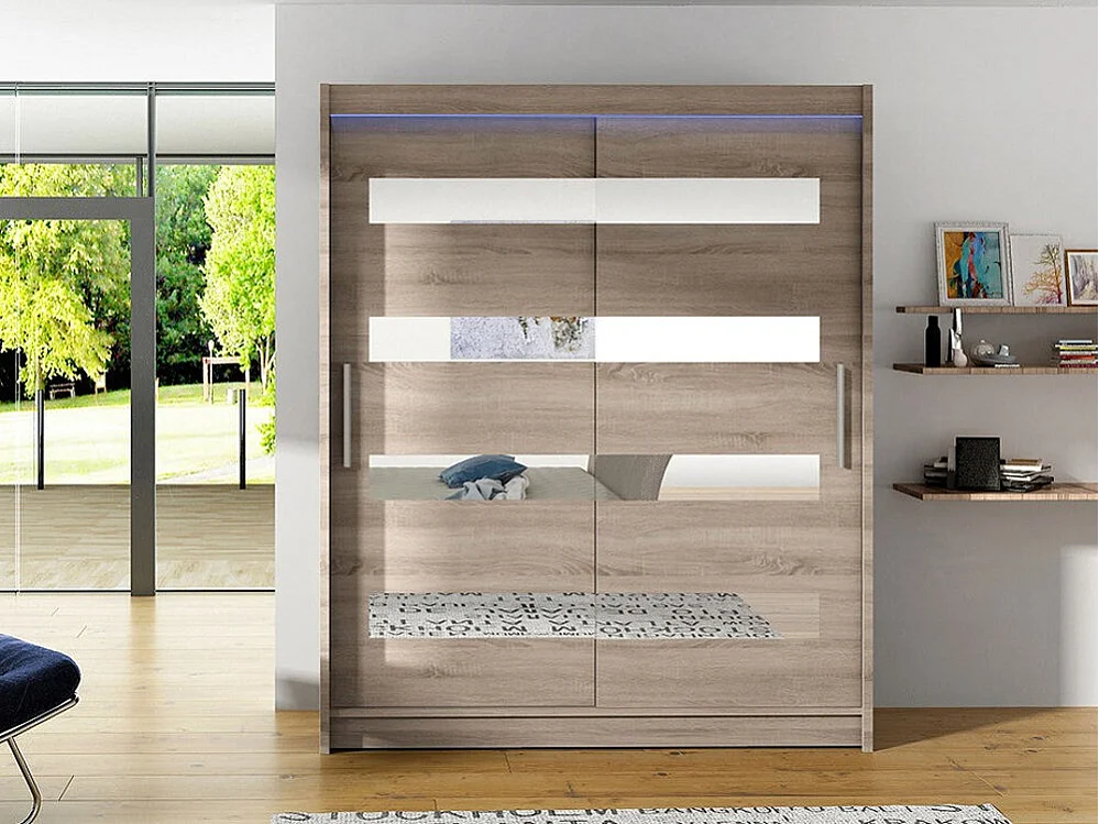 Armoire Closico 136, Truffe chêne, 200x150x58cm, Portes d'armoire: Coulissantes