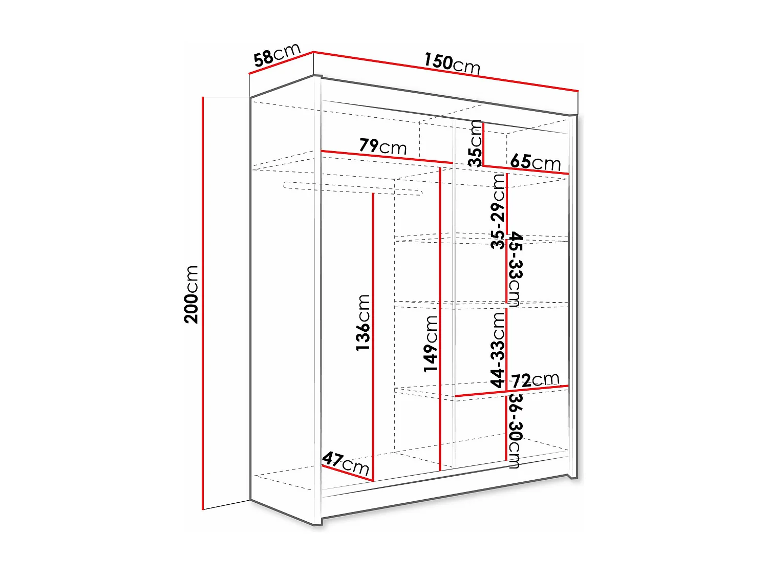 Armoire Closico 136, Truffe chêne, 200x150x58cm, Portes d'armoire: Coulissantes