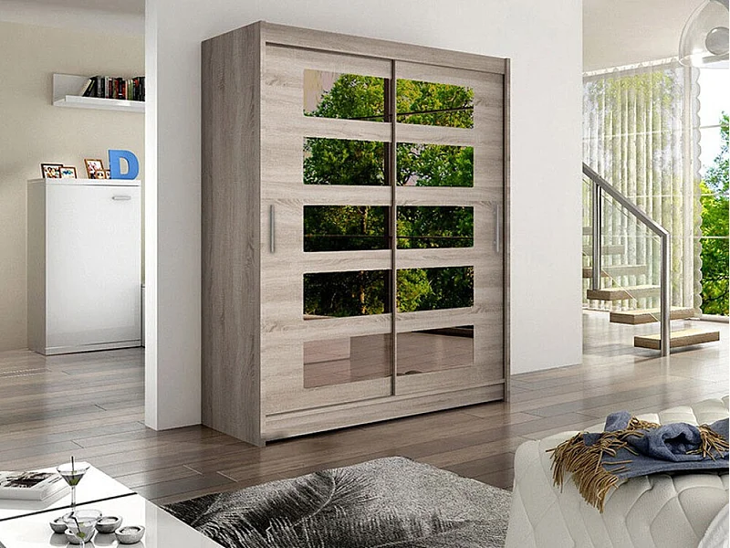 Armoire Closico 114, Truffe chêne, 200x150x58cm, Portes d'armoire: Coulissantes