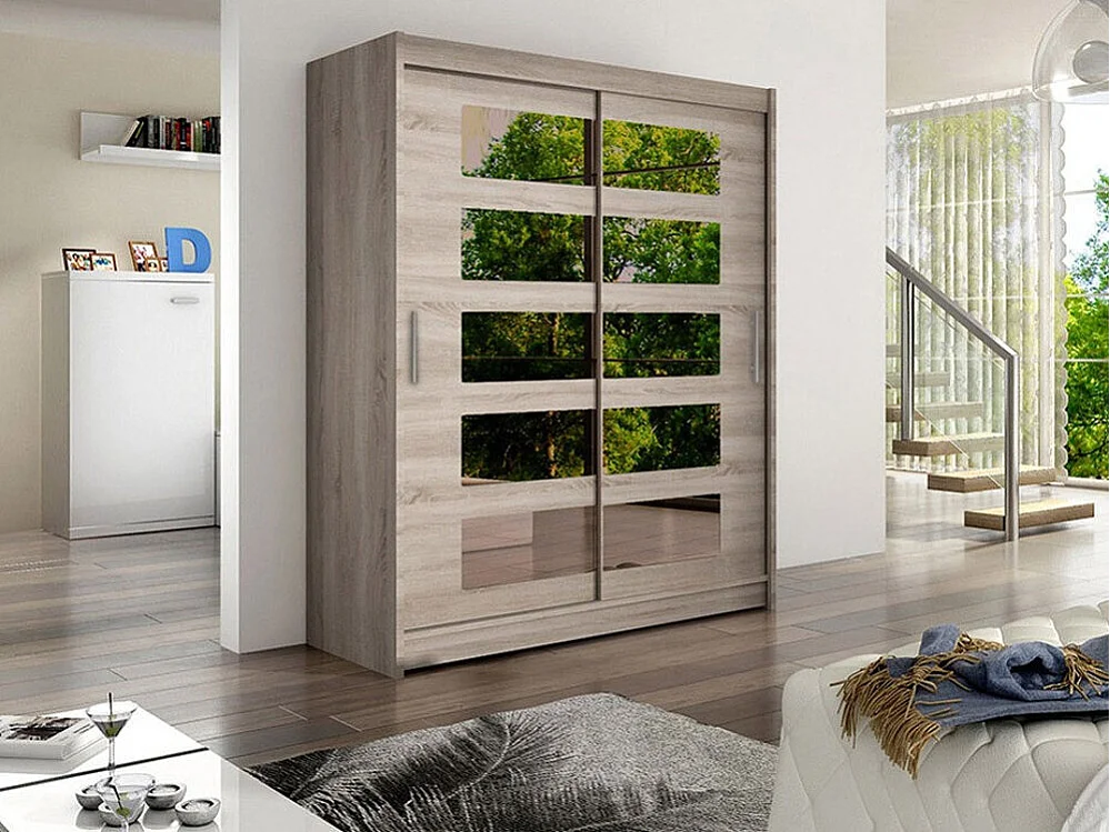 Armoire Closico 114, Truffe chêne, 200x150x58cm, Portes d'armoire: Coulissantes