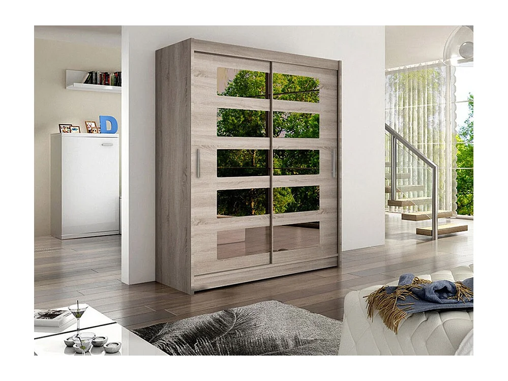 Armoire Closico 114, Truffe chêne, 200x150x58cm, Portes d'armoire: Coulissantes