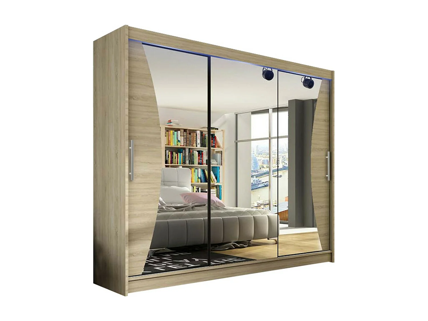 Armario Closico 120, Roble Sonoma, 215x250x58cm, Puertas de armario: Correderas