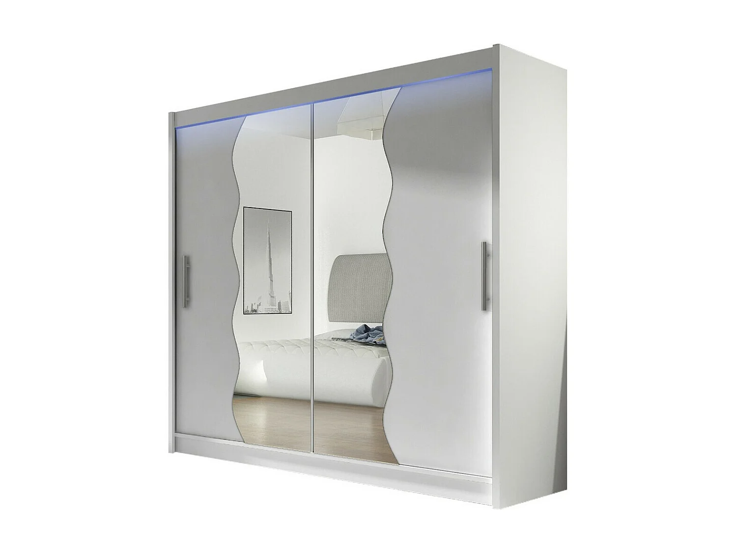 Armario Closico 125, Blanco, 215x180x57cm, Puertas de armario: Correderas