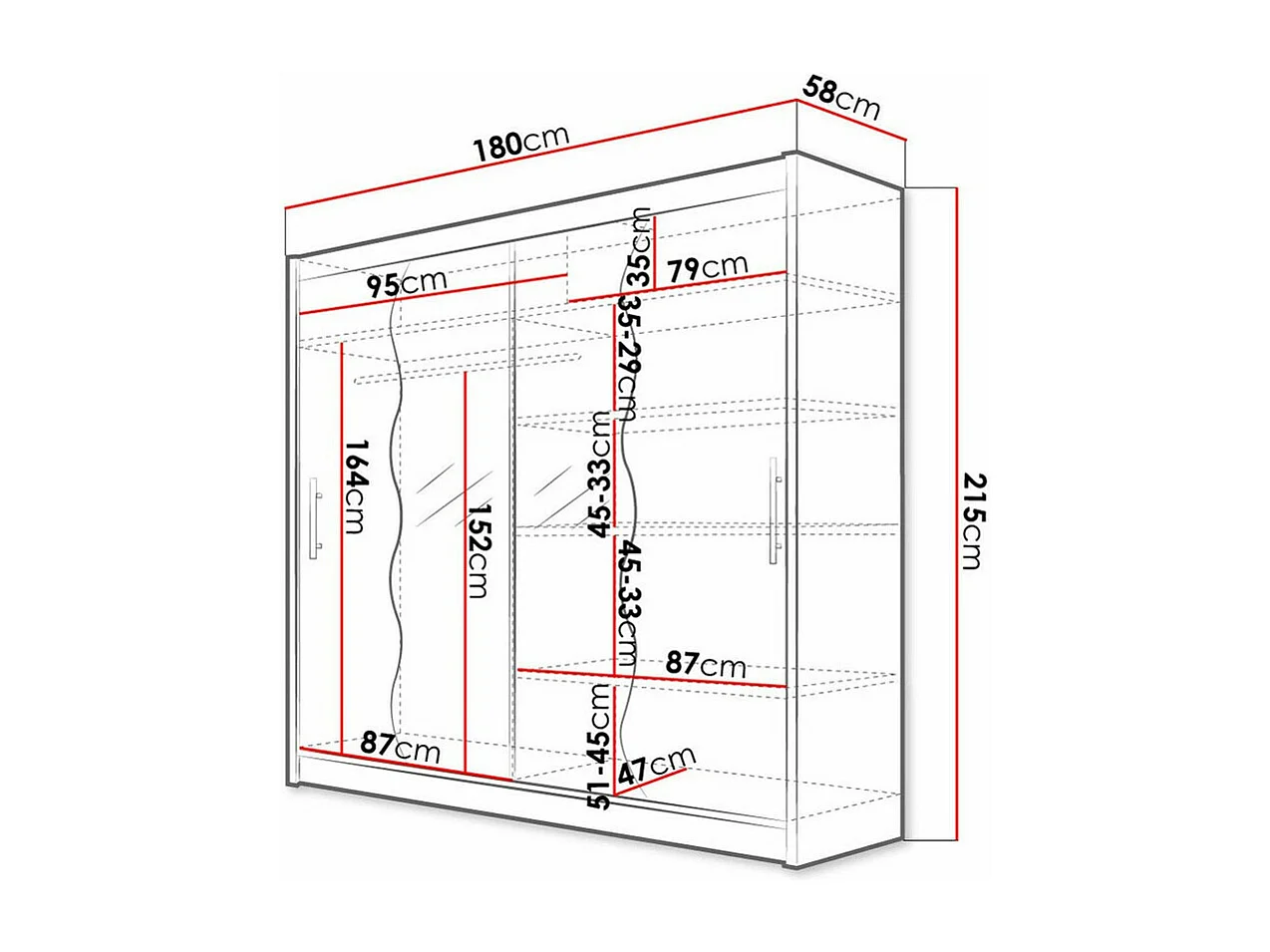 Armario Closico 125, Blanco, 215x180x57cm, Puertas de armario: Correderas