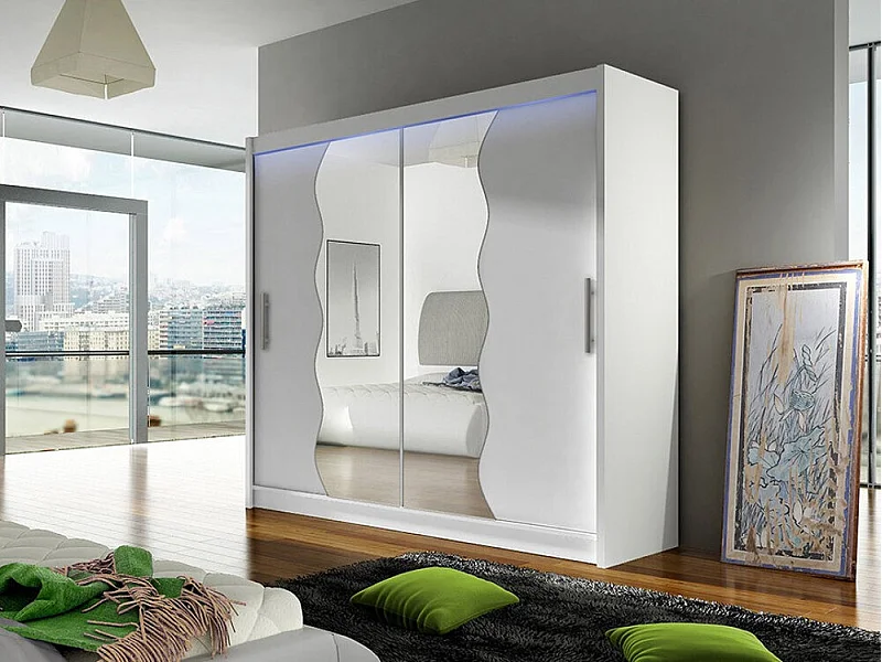 Armario Closico 125, Blanco, 215x180x57cm, Puertas de armario: Correderas