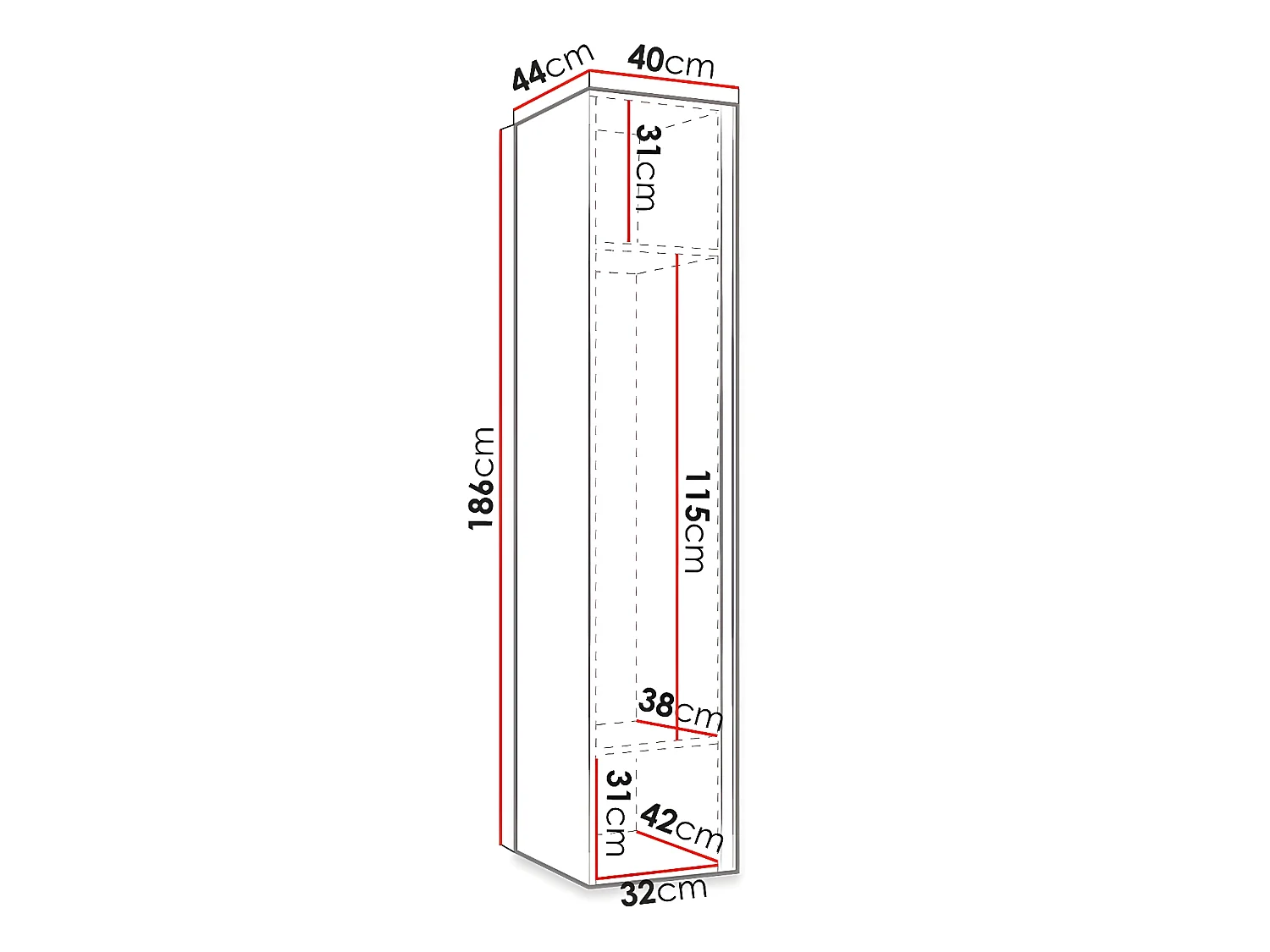 Roupeiro Hartford 369, Número de prateleiras: 2, 19x4x4cm