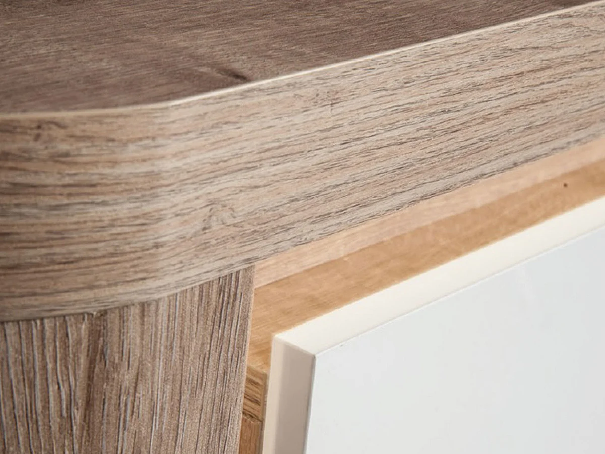 Armario Etrmona 101, Blanco brillante|Ribbeck roble, 197x72x59cm