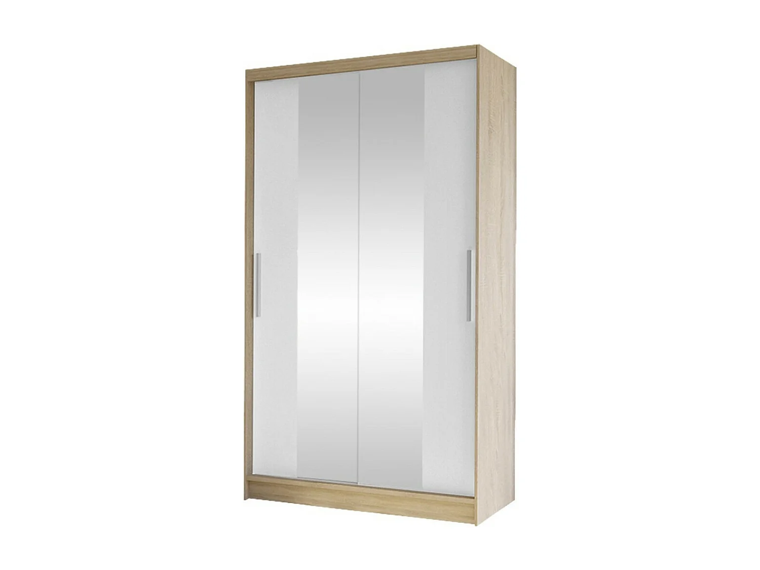 Armoire Closico 163, Sonoma chêne|Blanc, 200x100x58cm, Portes d'armoire: Coulissantes