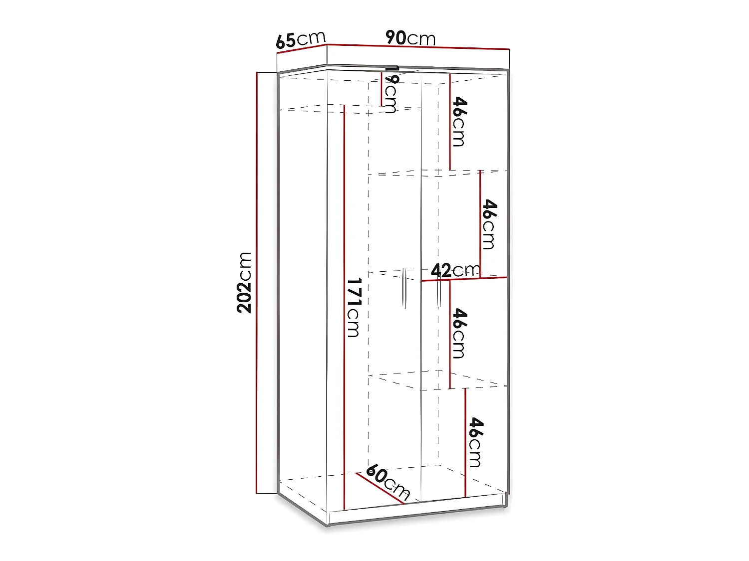 Armoire Catromi 117, Chêne Artisan, 202x90x65cm, Portes d'armoire: Avec des charnières