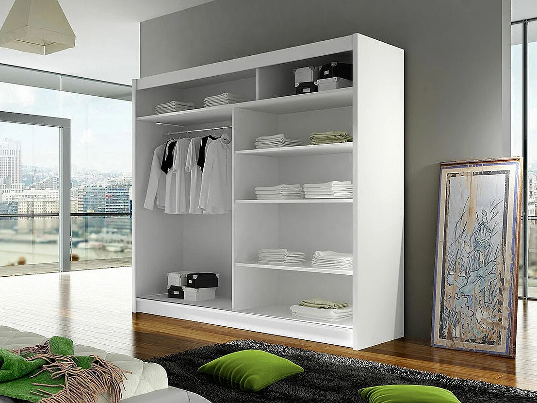 Armario Closico 153, Negro|Roble Artisan, 215x180x58cm, Puertas de armario: Correderas