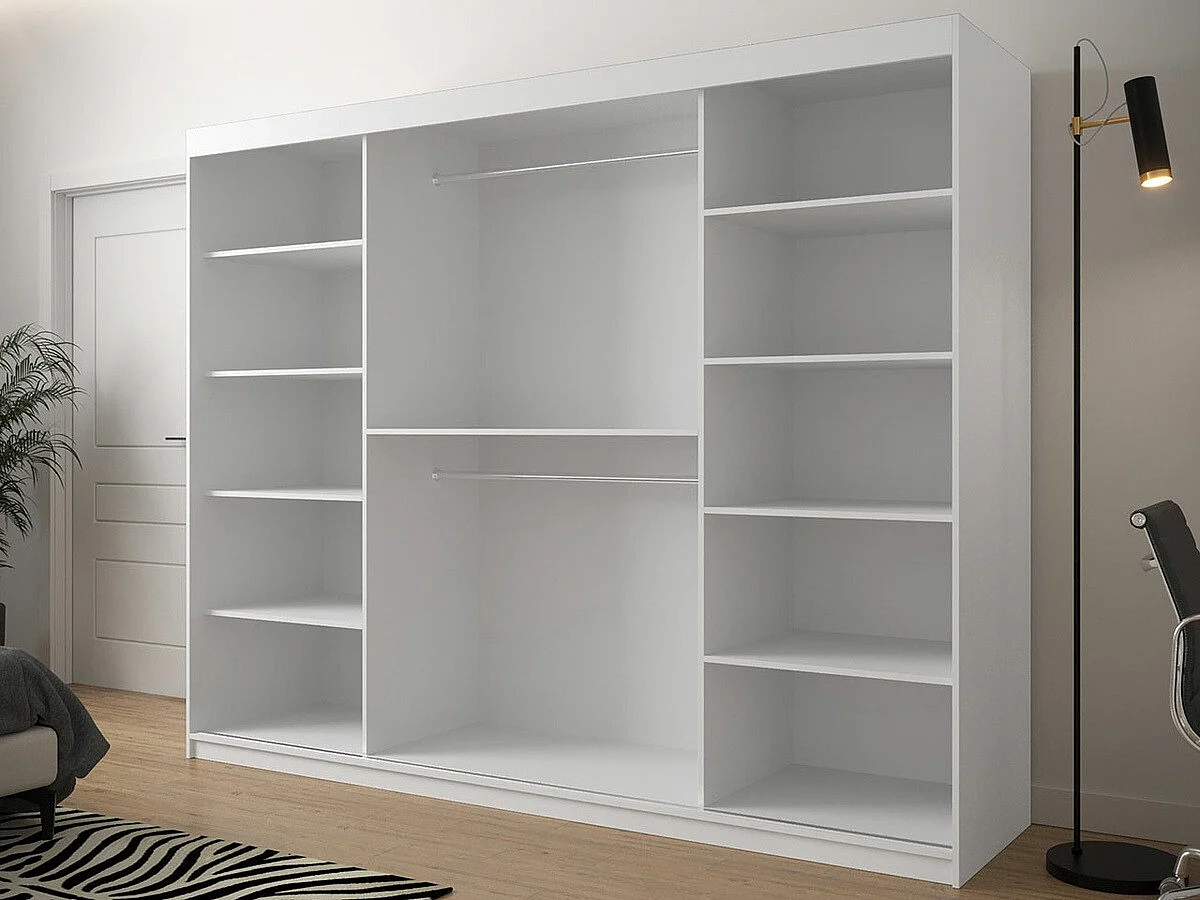 Armoire Hartford 316, Noir|Chêne Artisan, 200x250x62cm, Portes d'armoire: Coulissantes