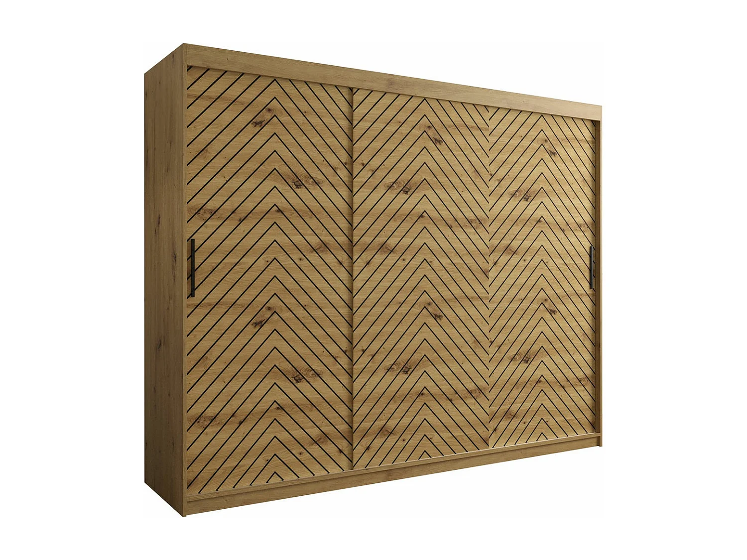 Armadio Hartford 316, Nero|Rovere Artisan, 200x250x62cm, Porte armadi: Scorrevoli