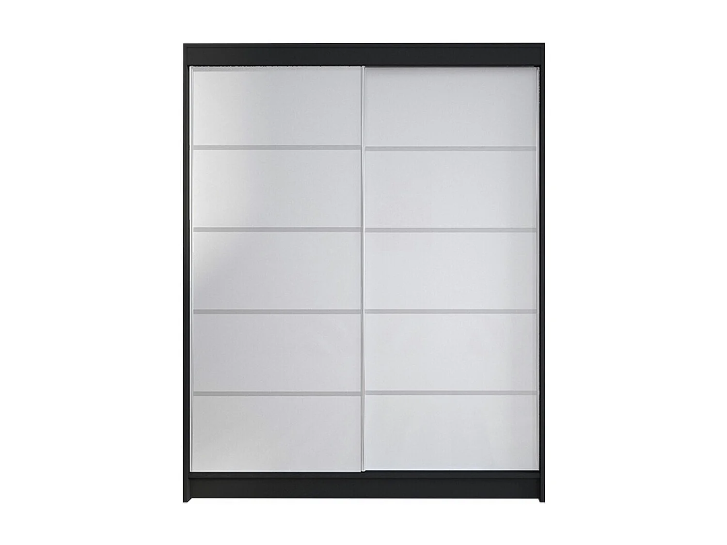 Armoire Closico 145, Blanc|Noir, 200x150x58cm, Portes d'armoire: Coulissantes