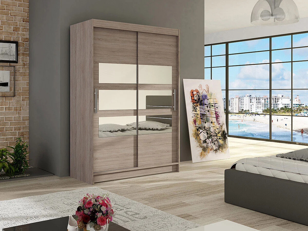 Armoire Closico 109, Truffe chêne, 200x120x58cm, Portes d'armoire: Coulissantes