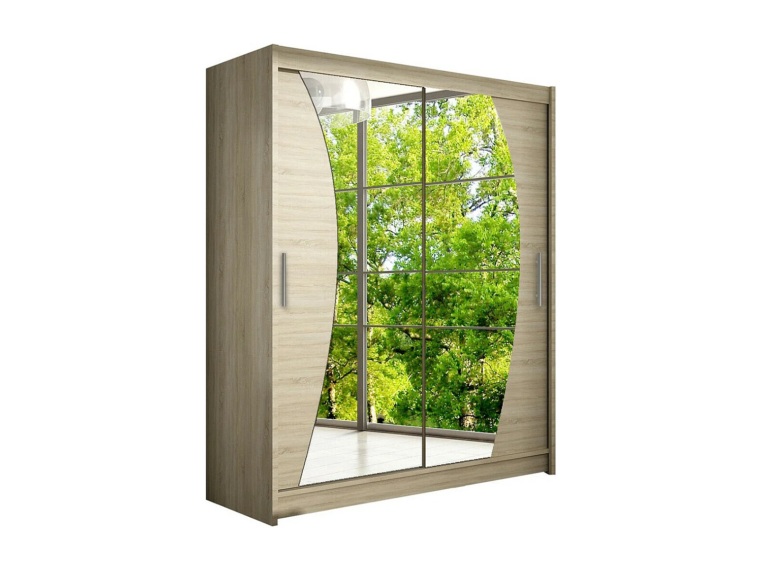 Armario Closico 110, Roble Sonoma, 200x150x58cm, Puertas de armario: Correderas