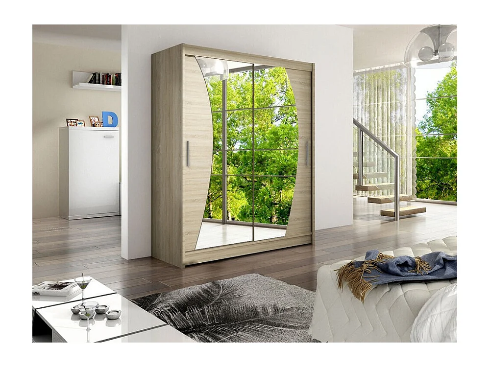 Armoire Closico 110, Sonoma chêne, 200x150x58cm, Portes d'armoire: Coulissantes