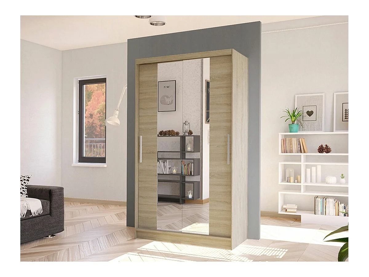 Armoire Closico 163, Sonoma chêne, 200x100x58cm, Portes d'armoire: Coulissantes
