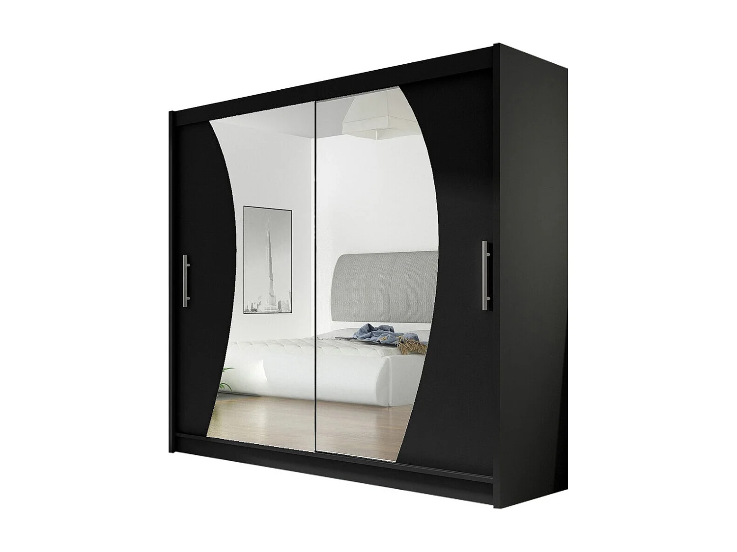 Armario Closico 115, Negro, 215x180x58cm, Puertas de armario: Correderas