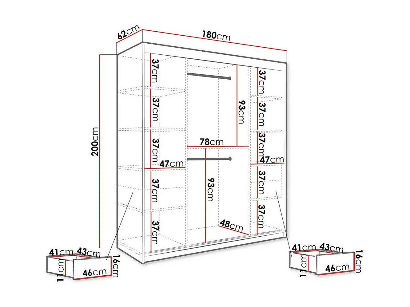 Armadio Hartford 261, Marmo nero|Nero opaco, 200x180x62cm, Porte armadi: Scorrevoli