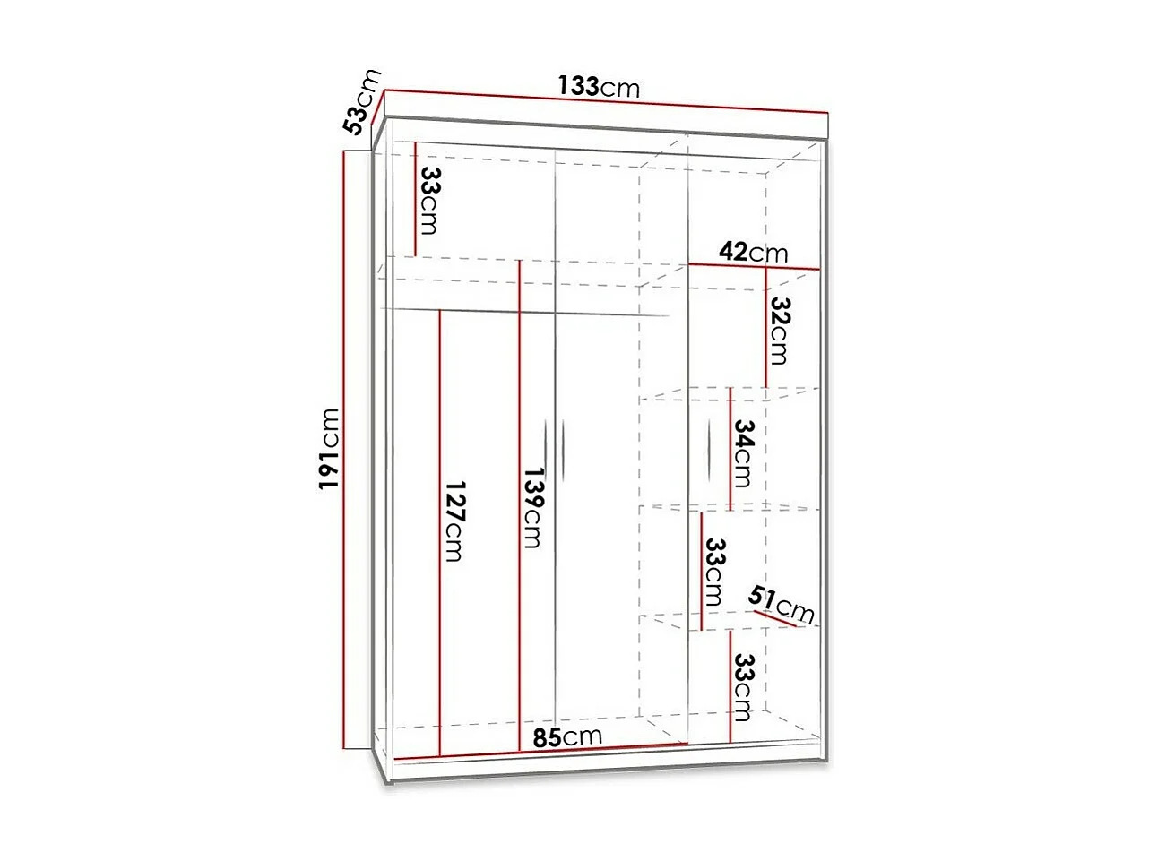 Armoire Novduni 102, Sonoma chêne, 191x133x53cm, Portes d'armoire: Avec des charnières