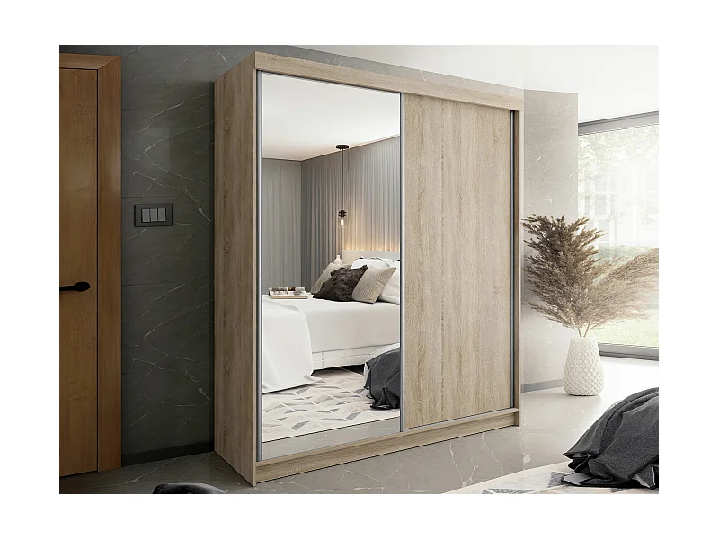 Armario Dover 107, Roble Sonoma, 200x200x62cm, Puertas de armario: Correderas