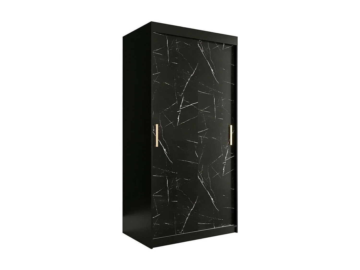 Armario Hartford 246, Negro mate|Mármol negro, 200x100x62cm, Número de estantes: 4