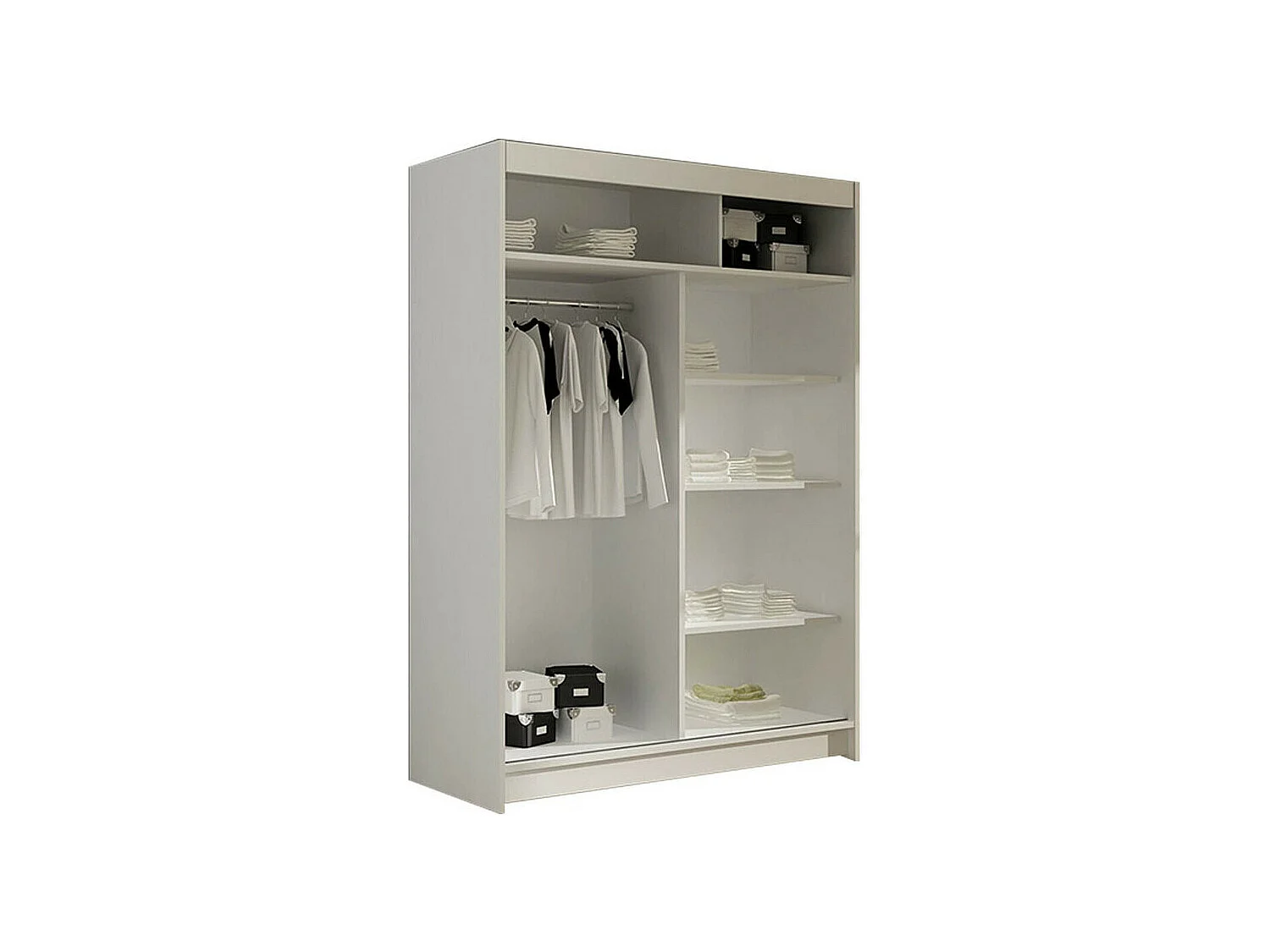 Armoire Closico 128, Noir, 200x120x58cm, Portes d'armoire: Coulissantes