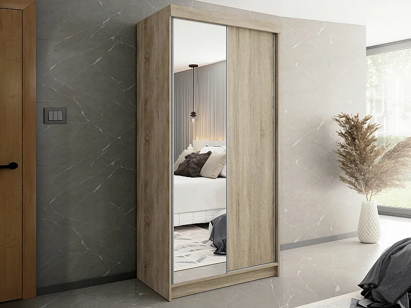 Armoire Dover 103, Sonoma chêne, 200x100x62cm, Portes d'armoire: Coulissantes