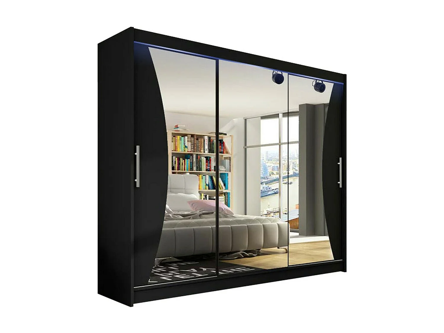 Armoire Closico 120, Noir, 215x250x58cm, Portes d'armoire: Coulissantes