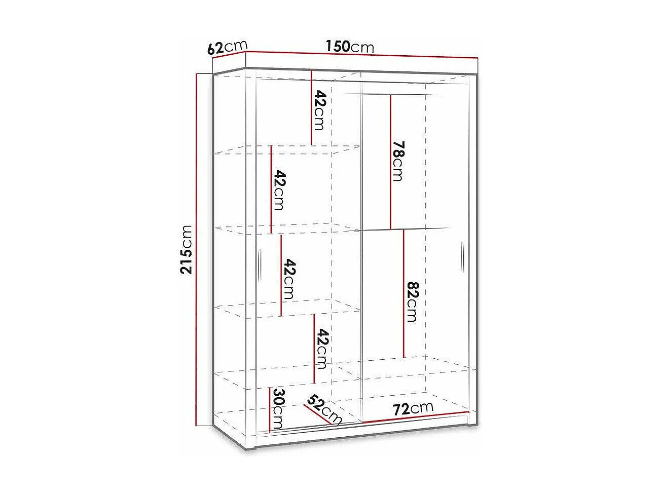 Armario Catromi 105, Blanco, 215x150x62cm, Puertas de armario: Correderas