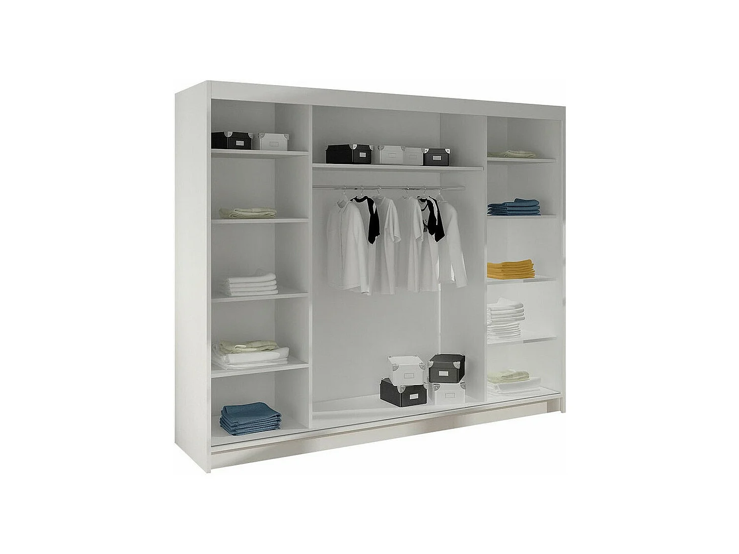 Armoire Closico 158, Blanc|Chêne Artisan, 215x200x58cm, Portes d'armoire: Coulissantes