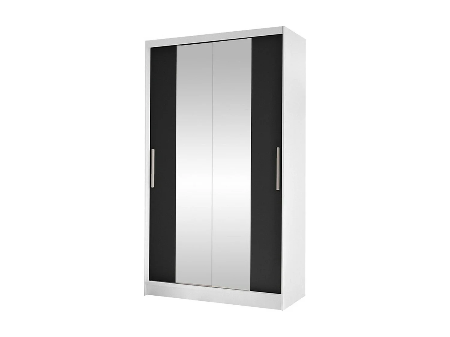 Armoire Closico 163, Blanc|Noir, 200x100x58cm, Portes d'armoire: Coulissantes