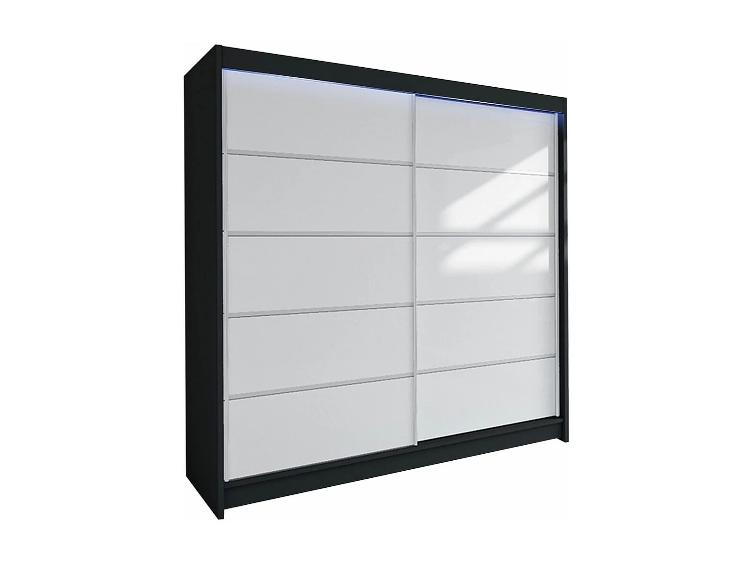 Armadio Closico 153, Nero|Bianco, 215x180x58cm, Porte armadi: Scorrevoli