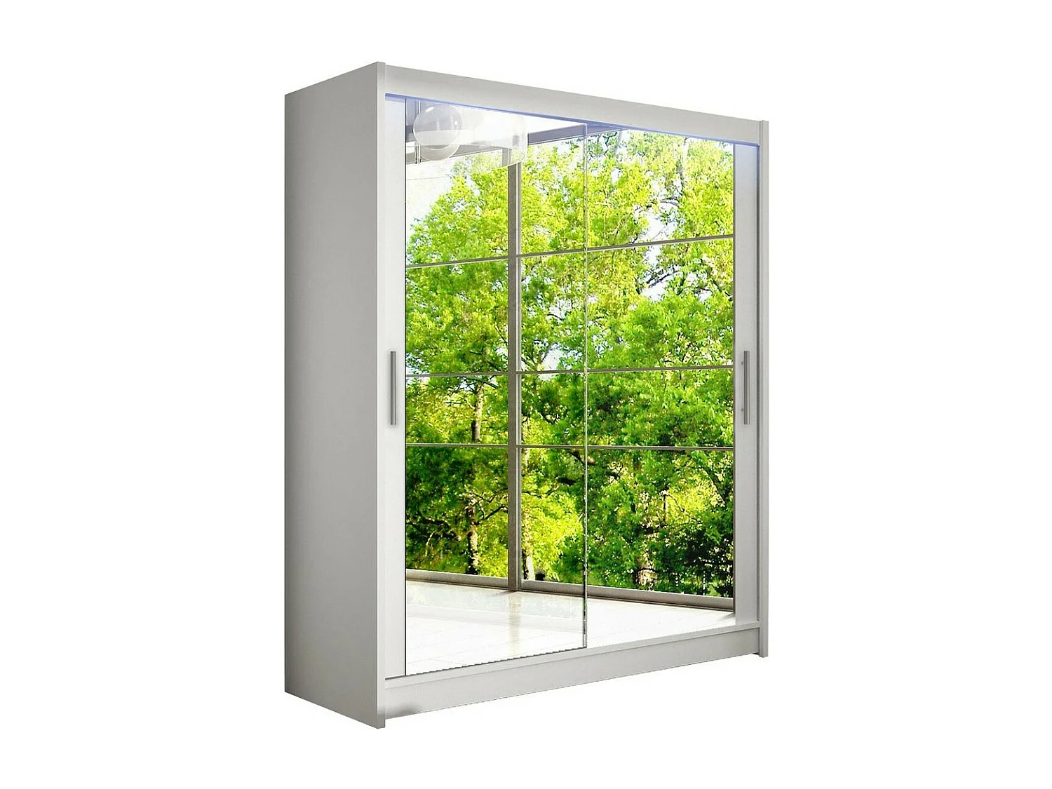 Armoire Closico 127, Blanc, 200x150x58cm, Portes d'armoire: Coulissantes