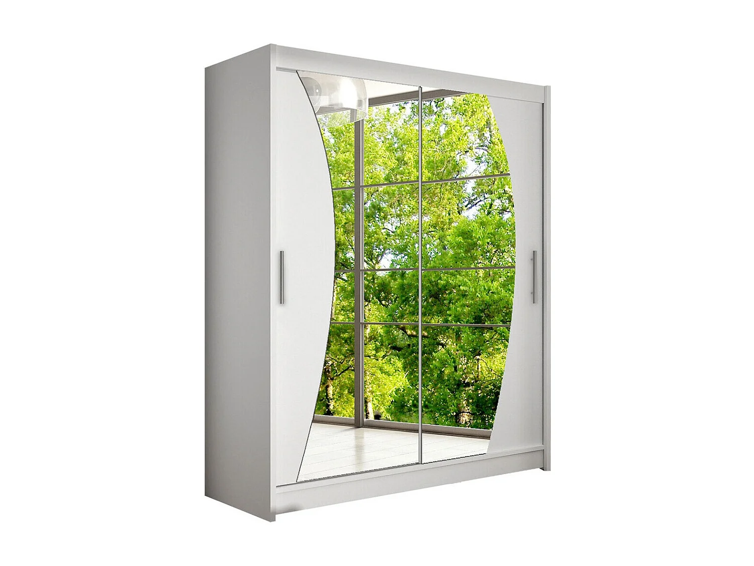 Armoire Closico 110, Blanc, 200x150x58cm, Portes d'armoire: Coulissantes
